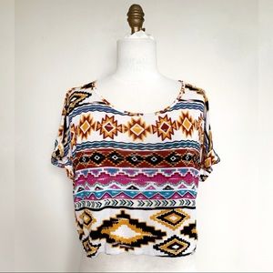 Vibrant Boho Tribal Crop Top NWOT
